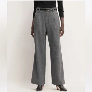 Everlane The ReWool Way-High Drape Pant Grey Wool Blend Wide Leg